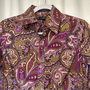 New NWOT Lands’ End Women's Size 8 Paisley Print Button Up Shirt Baumwolle